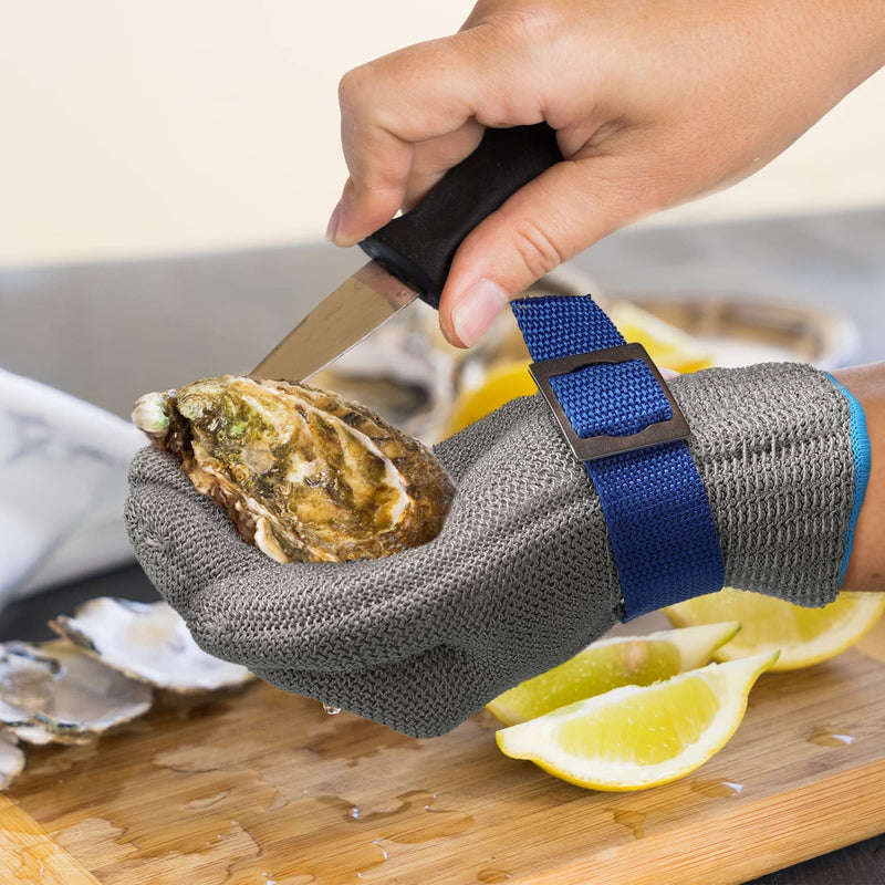 Cut-Resistant Stainless Steel Glove for Kitchen Meat Processing and Oysters