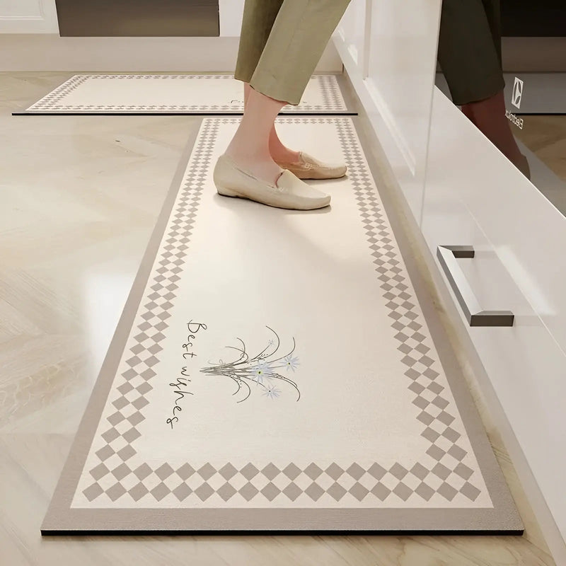 Cushioned PVC Kitchen Floor Mat with Foam Filling and Patterned Finish