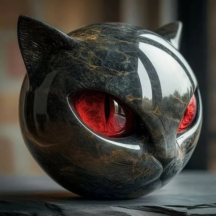 Decorative Cat Head Resin Sculpture with Glossy Finish