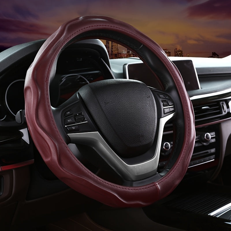 PU Leather Steering Wheel Cover with Non-Slip Grip for Comfort and Protection