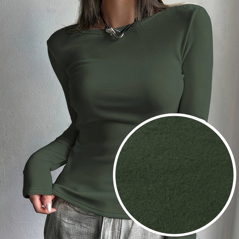 Ladies Thermal Long Sleeve Top for Autumn and Winter – Comfortable and Warm Basic Item