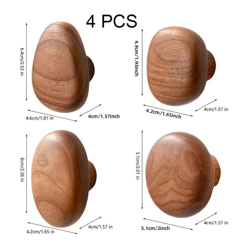 Wooden Wall Hooks Set of 4 with Natural Finish for Everyday Organisation