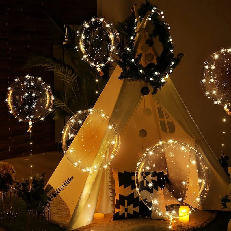 Transparent LED Balloons with Warm White Lights – Set of 10