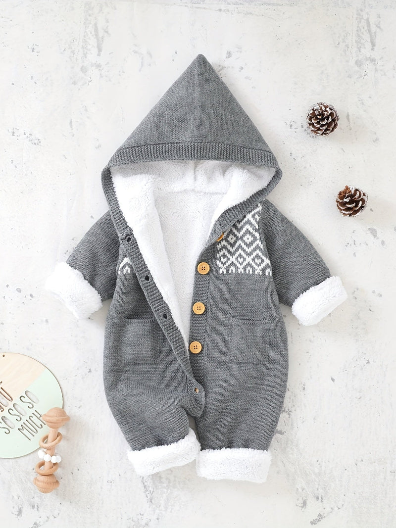 Baby knitted jumpsuit with hood – Warm and comfortable