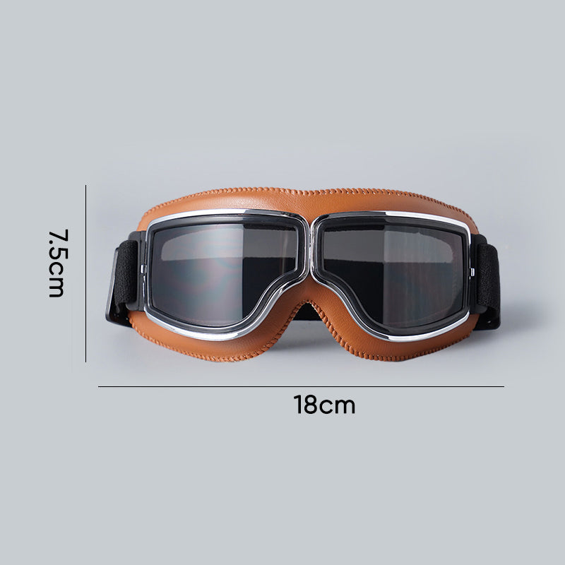 Vintage Motorcycle Goggles with Interchangeable Lenses and Comfort Padding