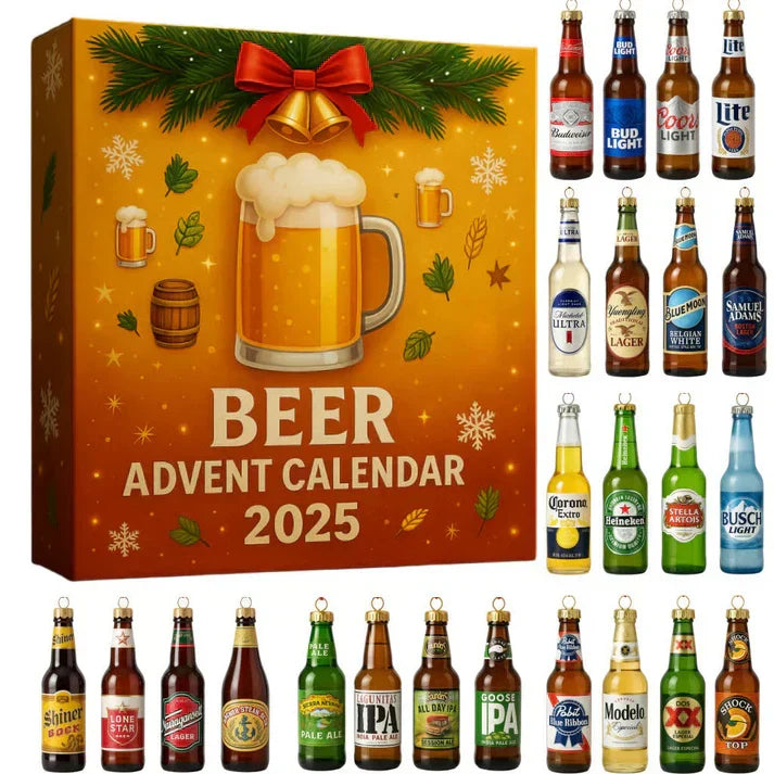 Advent Calendar with Beverage-Themed Acrylic Decorative Ornaments