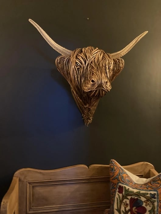 Toro Rustic Wall Sculpture – Handmade Rattan Artwork
