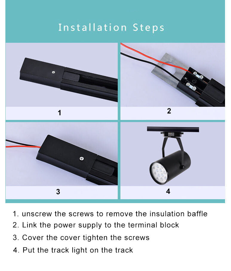 Track Lighting Rails and Connectors for LED Spotlights