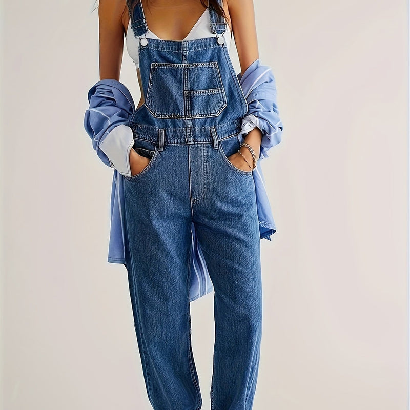 Ladies Denim Dungarees – Casual Overall with Loose Fit