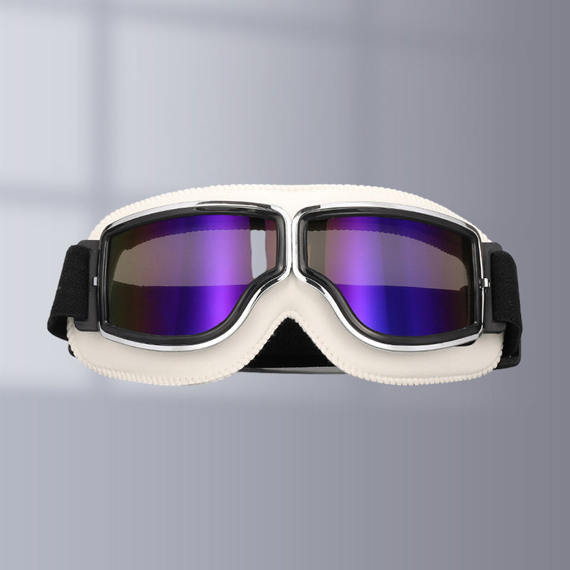 Vintage Motorcycle Goggles with Interchangeable Lenses and Comfort Padding