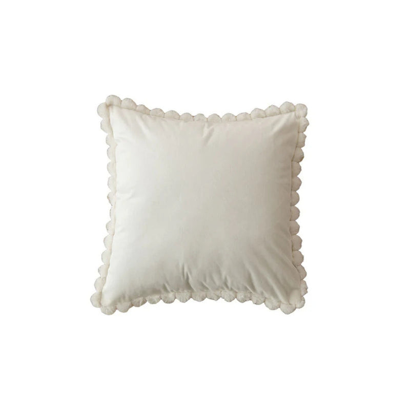 Velvet Pom-Pom Trim Cushion Cover for Sofas, Beds and Armchairs