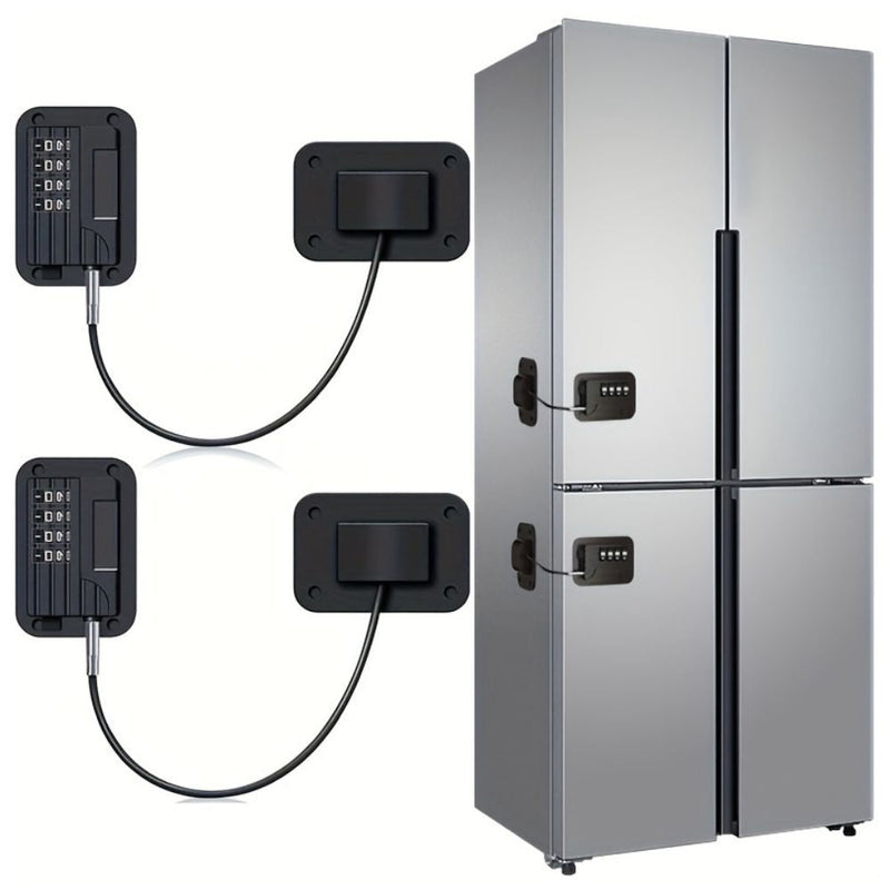 Combination Refrigerator Lock with Adhesive Mounting for Home Storage