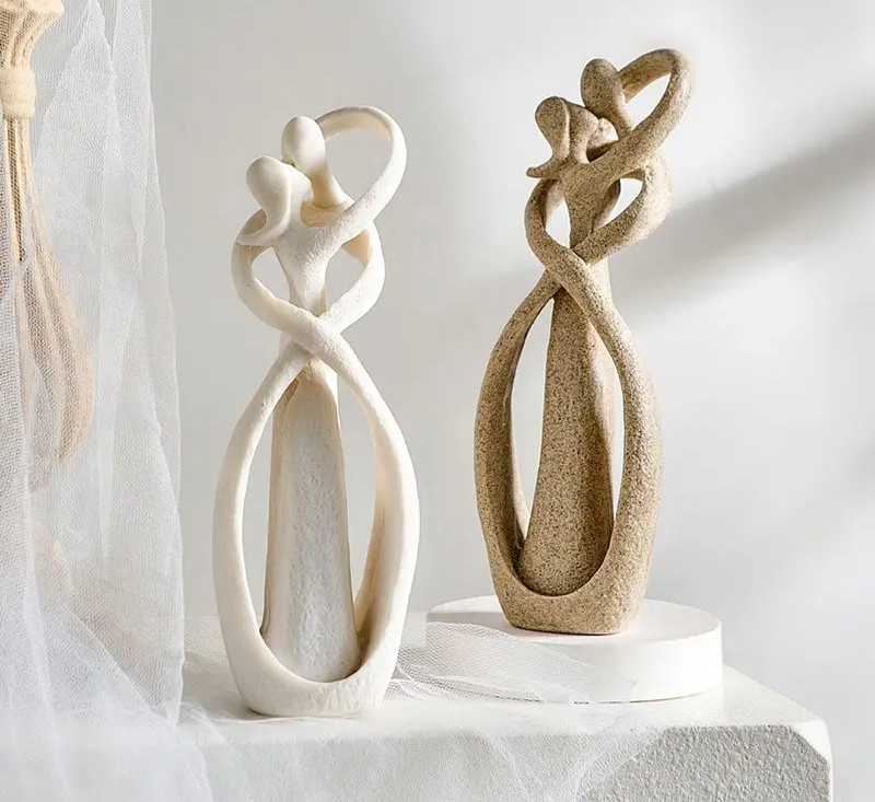 Abstract Sculpture of Embracing Couple as a Timeless Symbol of Love