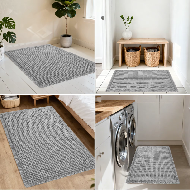 Waffle Bath Mat with Absorbent Microfibre and Non-Slip Backing