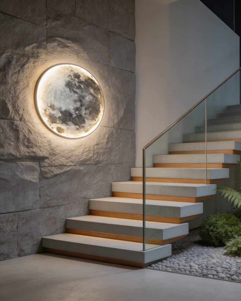 LED Moon Wall Light with Realistic Lunar Design & Warm Ambient Glow