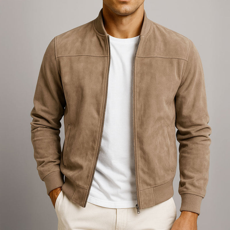 Stylish Men's Summer Jacket with Suede Look and Comfortable Modern Fit