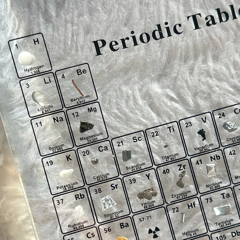 Illuminated Periodic Table Display with Real Elements