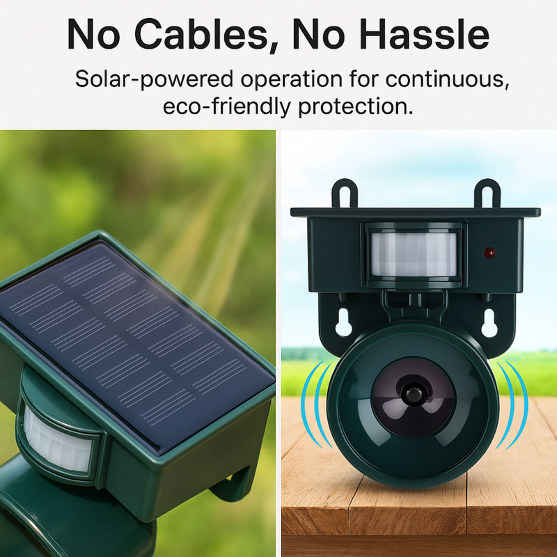 Outdoor Motion Sensor Bird Repeller with Adjustable Sound Modes