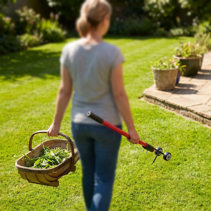 Manual Garden Weeder with Double Hook and Wheels