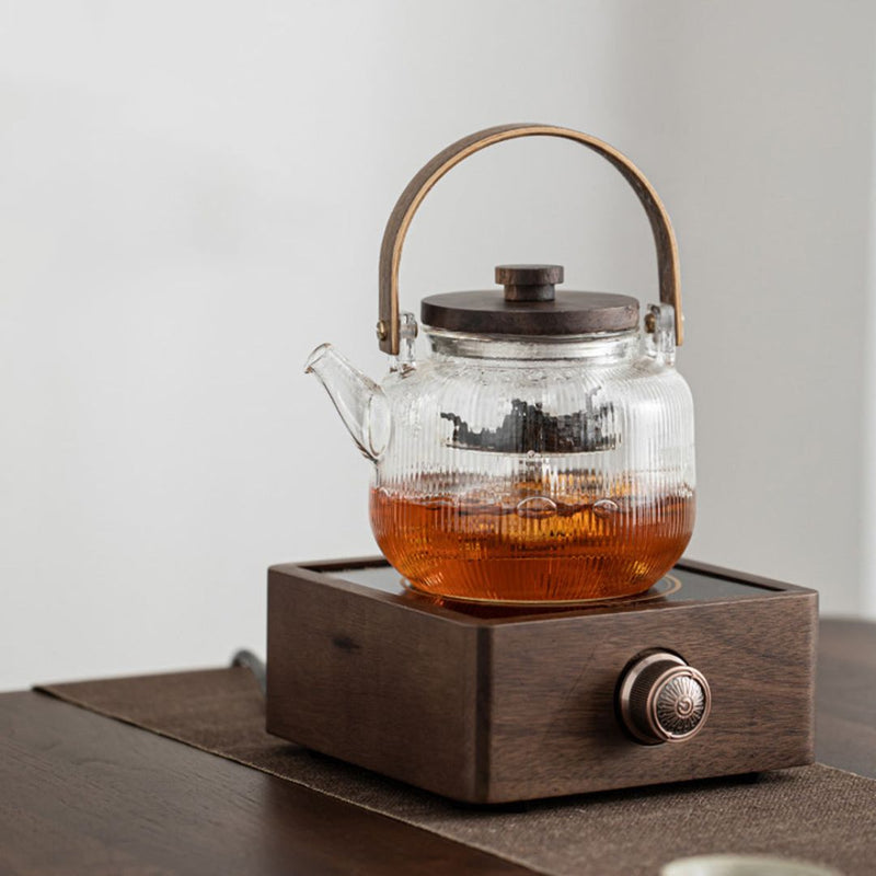 Electric Tea Warmer Made of Walnut with Adjustable Temperature