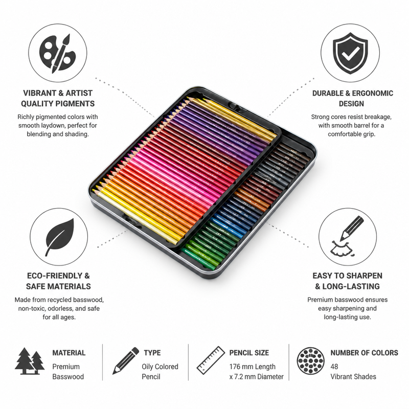 48-Piece Professional Coloured Pencil Set