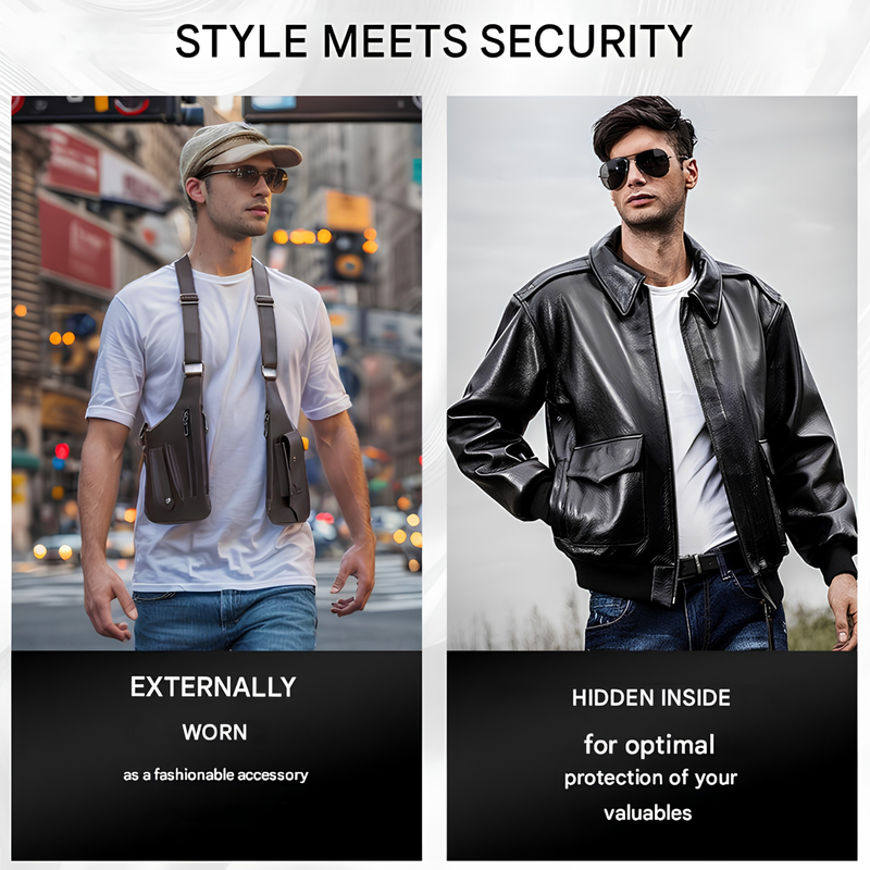 Men’s Anti-Theft Chest Shoulder Bag with Hidden Zippers and Adjustable Straps