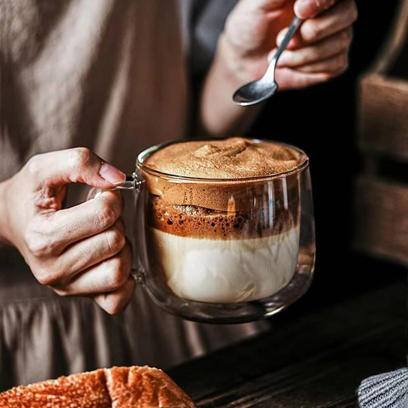 Double-Walled Glass Mugs with Insulation for Hot and Cold Drinks