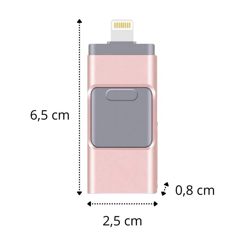 USB Flash Drive with Lightning, USB-C and Micro USB Connectors