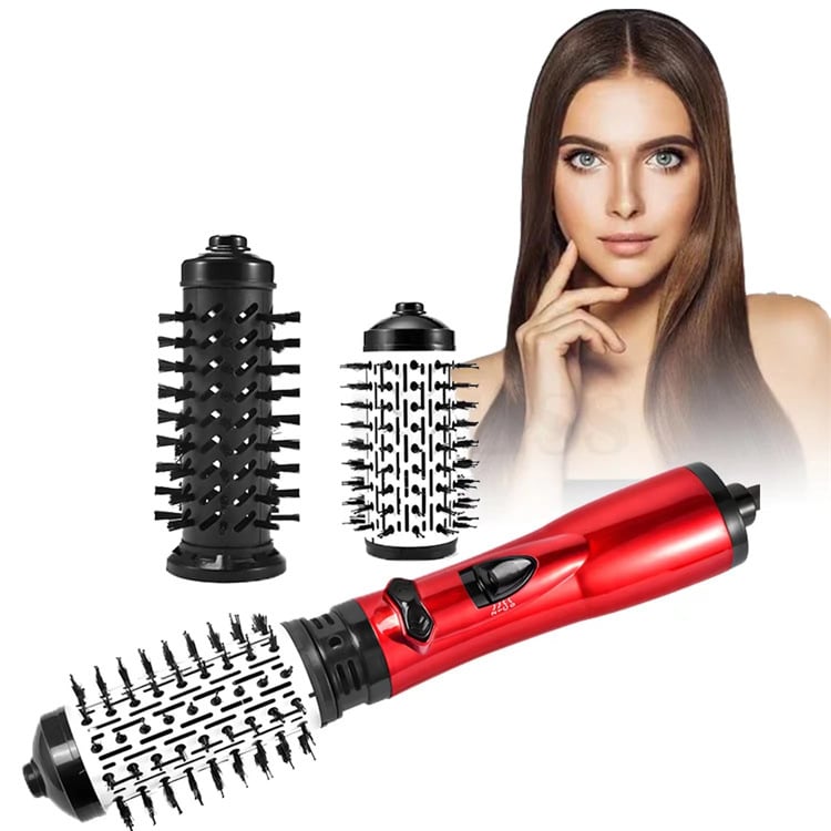 Rotating Hot-Air Hairstyler with Two Interchangeable Brushes