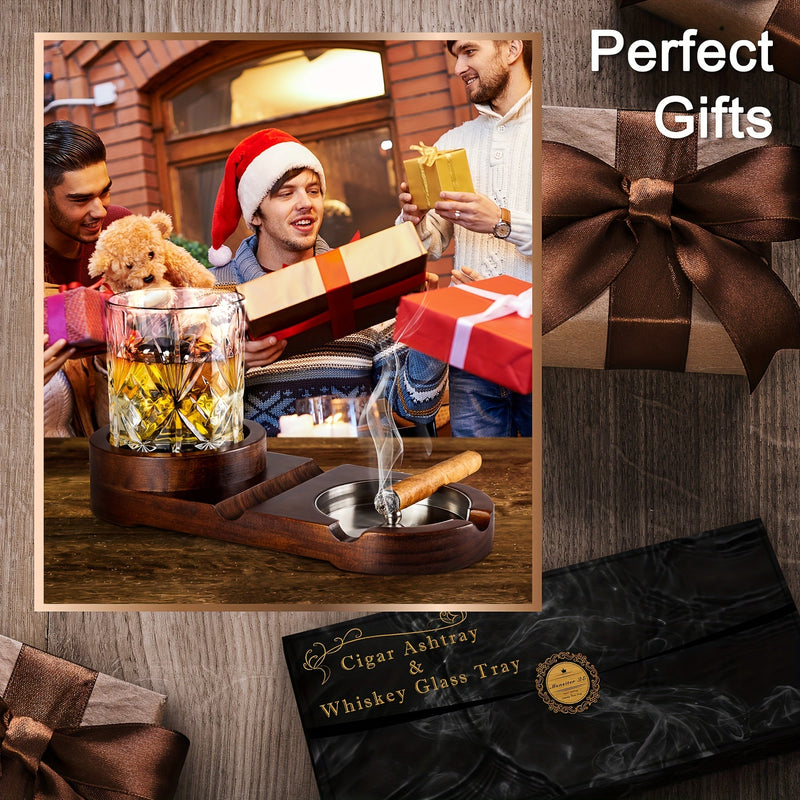 Creative Cigar Ashtray and Whiskey Glass Tray - The Perfect Father's Day Gift or Corporate Gift