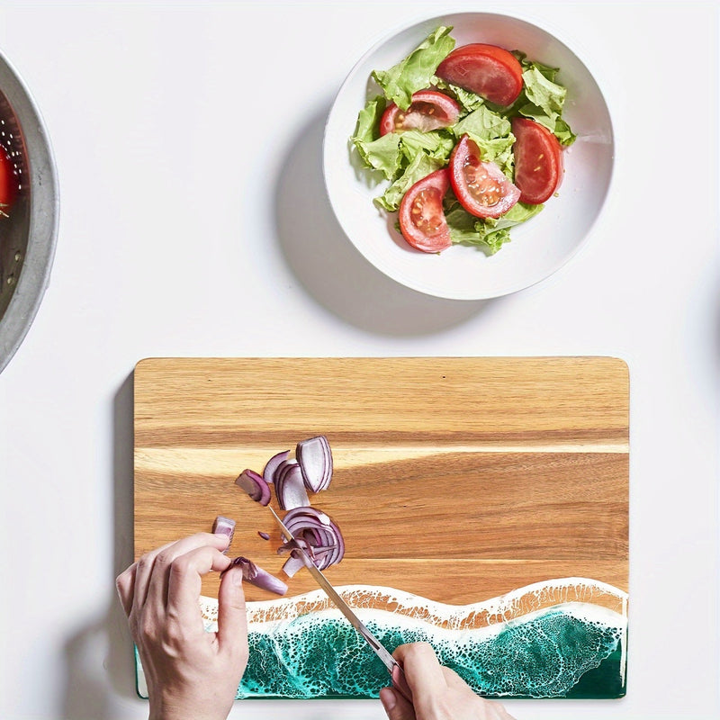 Acacia Wood Cutting Board with Ocean Resin Inlay