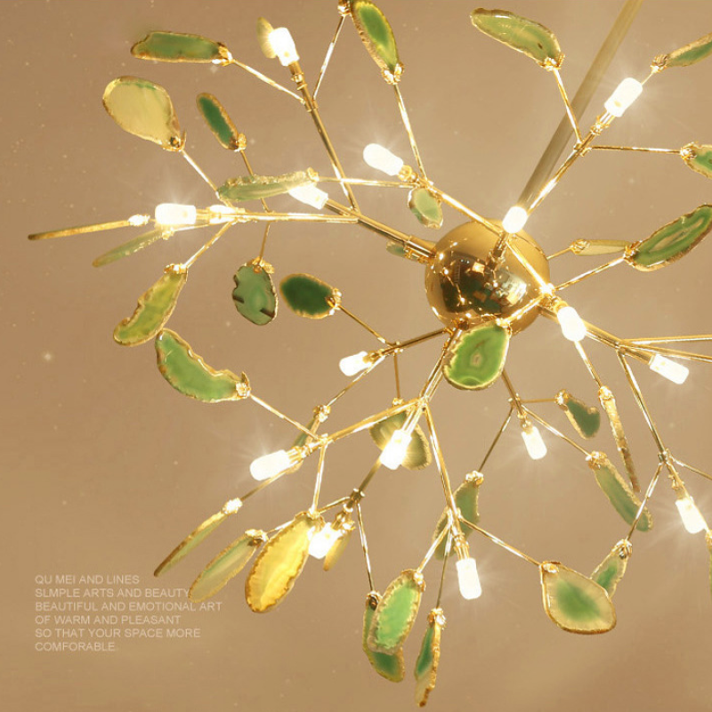 Branch-Style Glass Chandelier with Adjustable Suspension