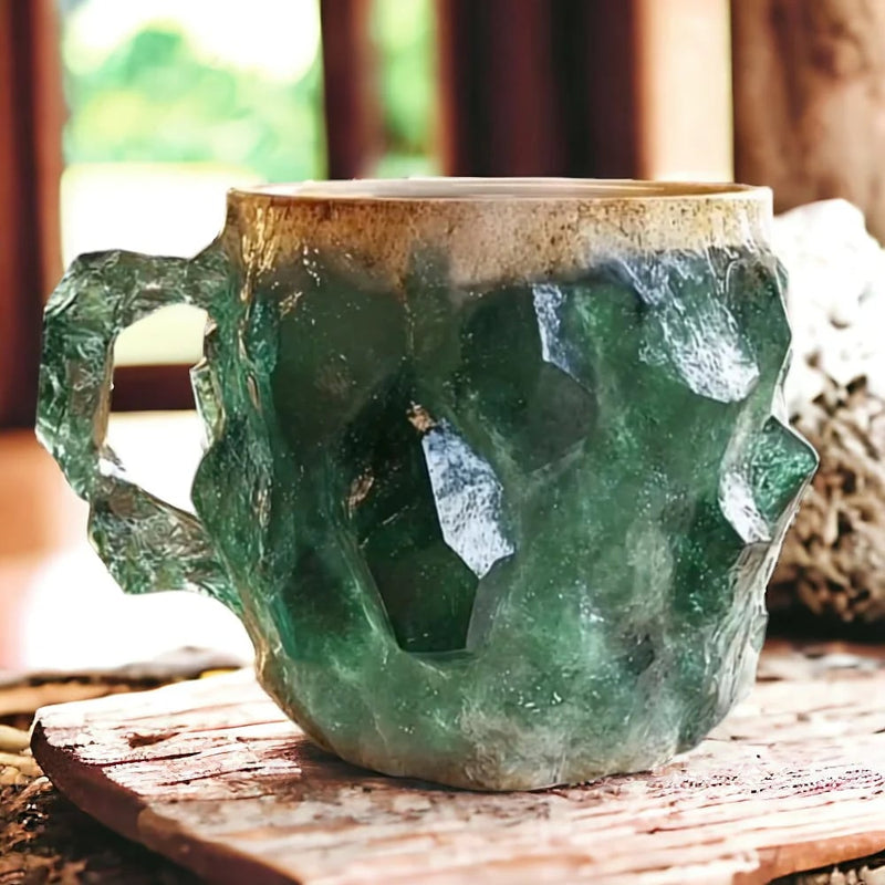 Gemstone Inspired Crystal Mug with Sculptural Finish