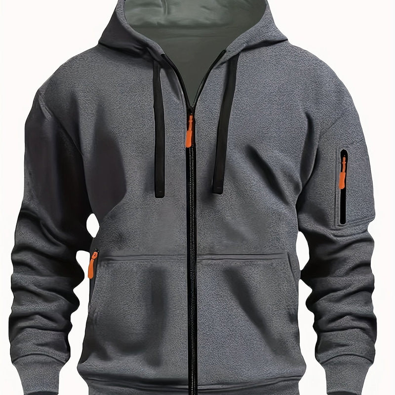 Men's zip-up hoodie with hood – Casual outdoor sweatshirt