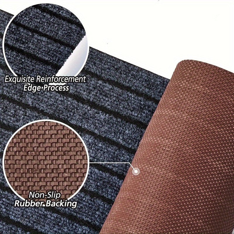 Ribbed Hallway Runner Rug with Rubber Backing and Low Pile Finish