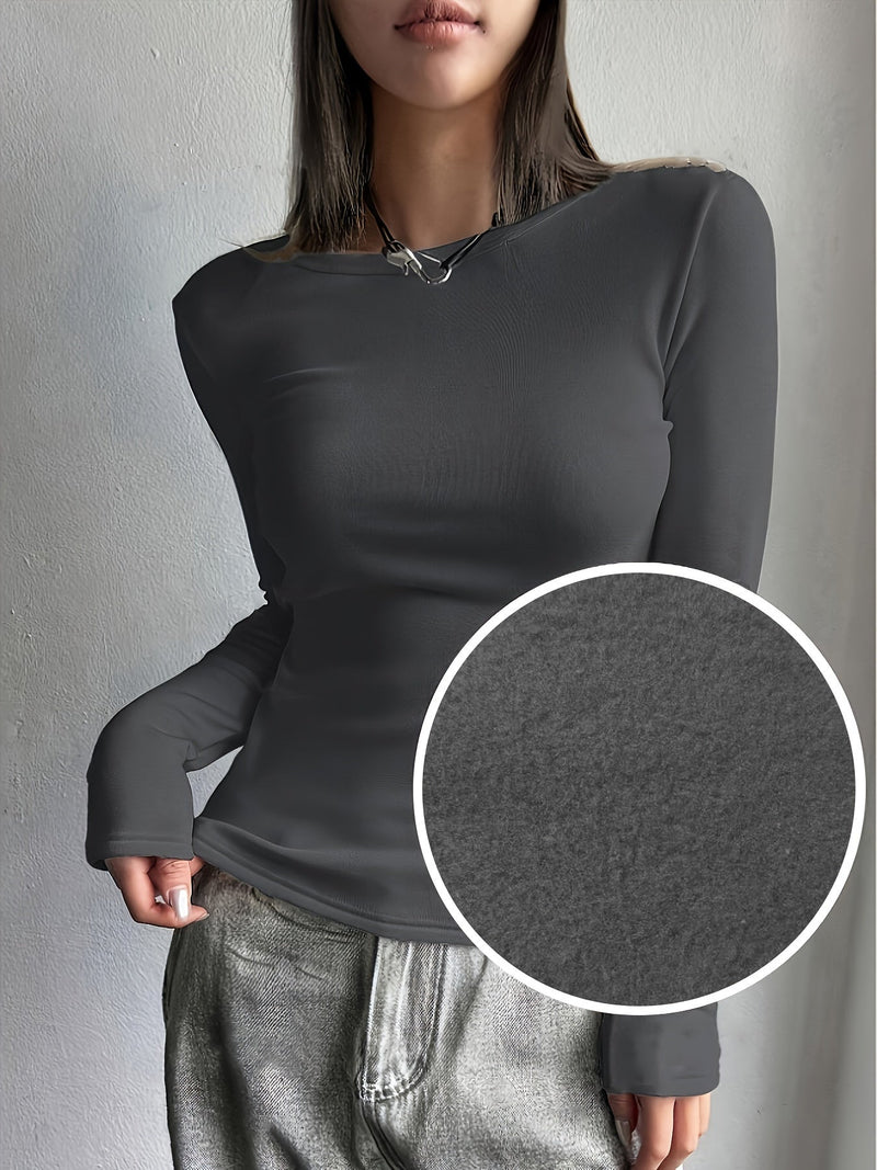 Ladies Thermal Long Sleeve Top for Autumn and Winter – Comfortable and Warm Basic Item