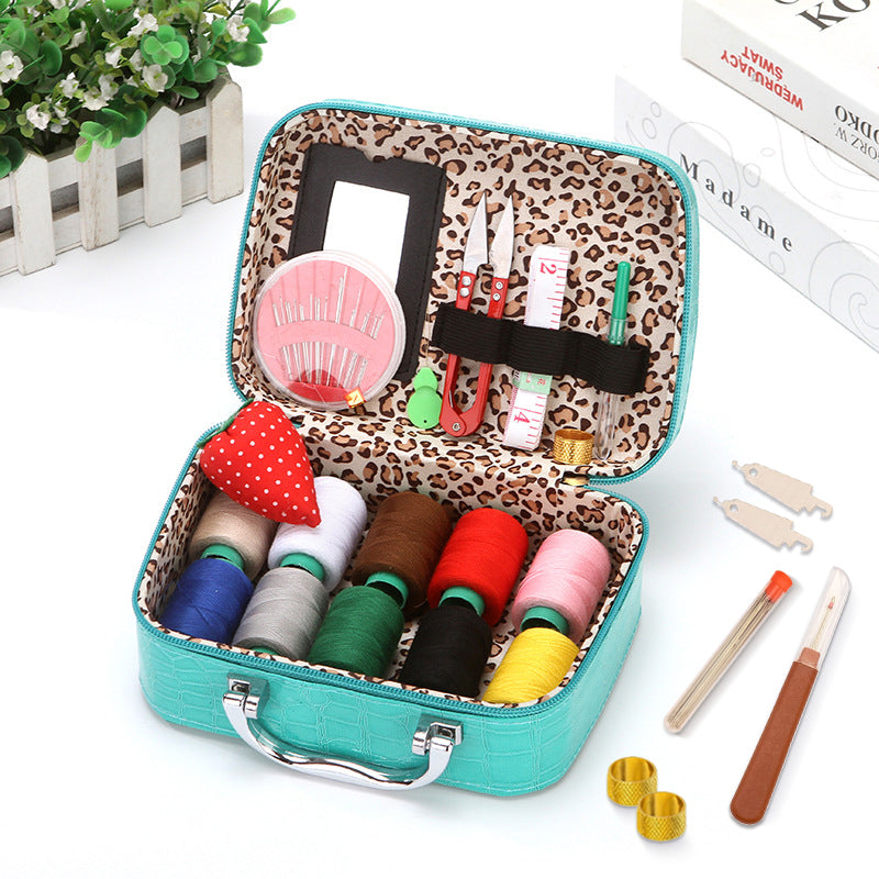 Complete Portable Sewing Kit in Luxury Faux Leather Case – Compact and Practical