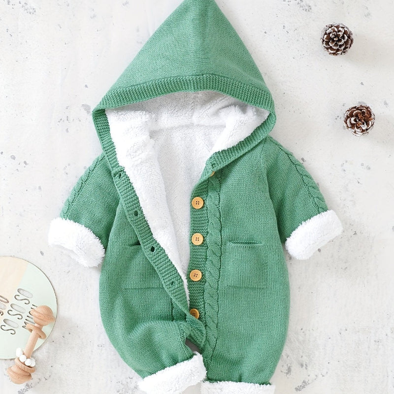 Baby knitted jumpsuit with hood – Warm and comfortable