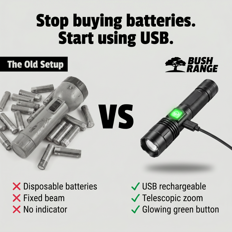 Rechargeable LED Torch with Adjustable Zoom & 3 Light Modes