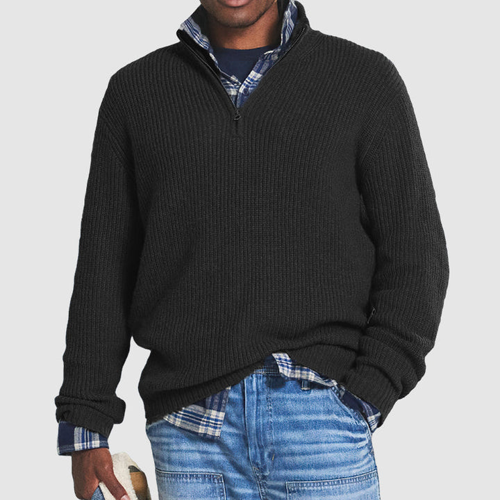 Men's Half-Zip Cashmere Blend Jumper for Everyday Comfort