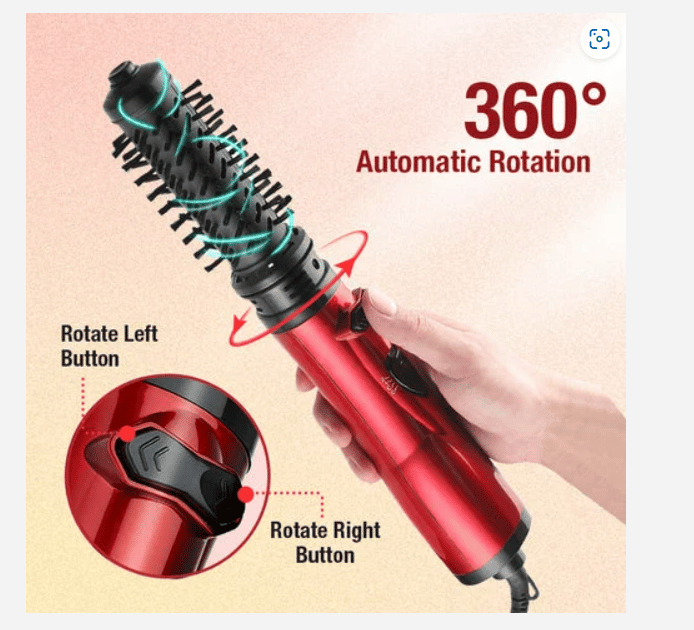 Rotating Hot-Air Hairstyler with Two Interchangeable Brushes