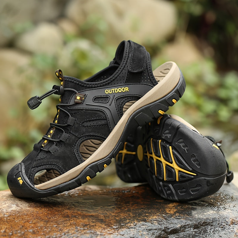 Men's Outdoor Walking Sandals with Closed Toe and Non-Slip Sole