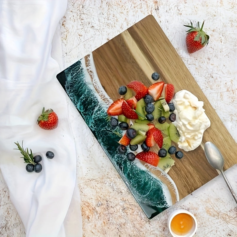 Acacia Wood Cutting Board with Ocean Resin Inlay