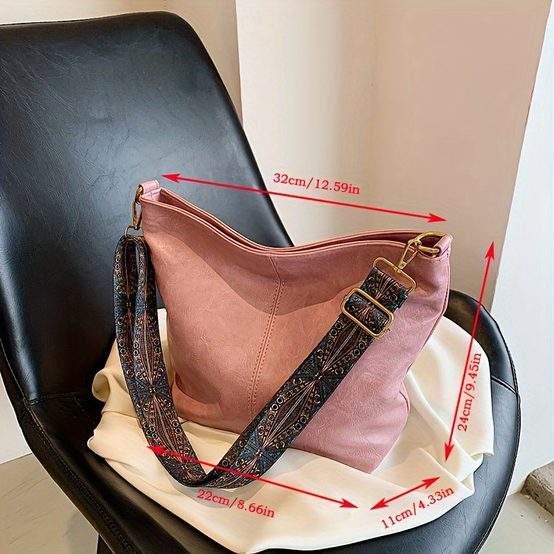 Wide Geometric Bag – Large Capacity Crossbody with Retro Vibe