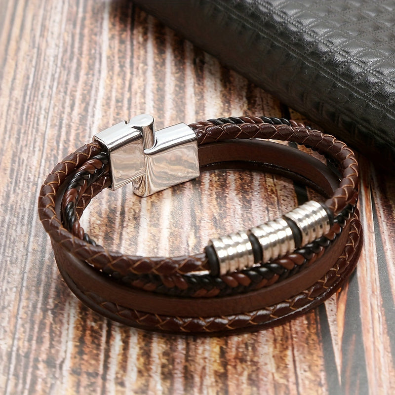 Refined Woven Leather Bracelet - For the Stylish Man
