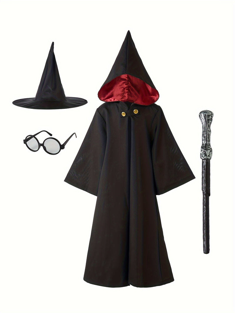 Harry Potter Wizard Costume for Children – Complete with Hat, Wand, and Glasses