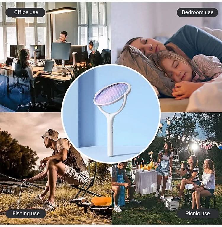 Rechargeable Electric Mosquito Swatter with LED Lamp & Adjustable Head