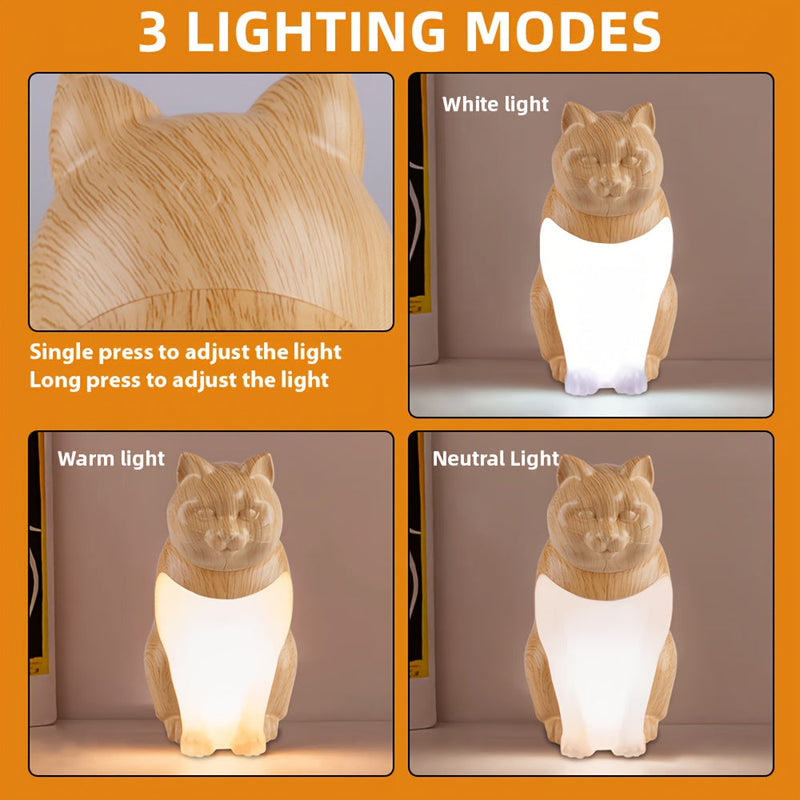 Decorative Cat Night Light with Touch Control and Dimmable Light