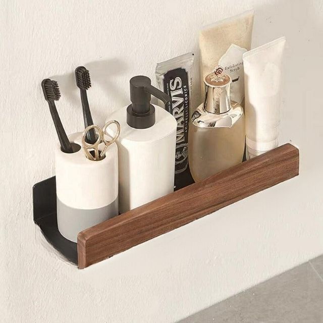 Wooden Bathroom Organiser Without Drilling – Practical and Natural Design