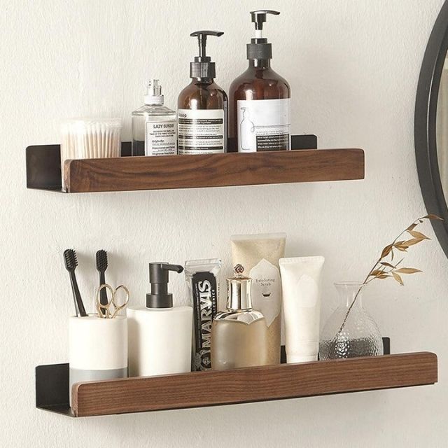 Wooden Bathroom Organiser Without Drilling – Practical and Natural Design